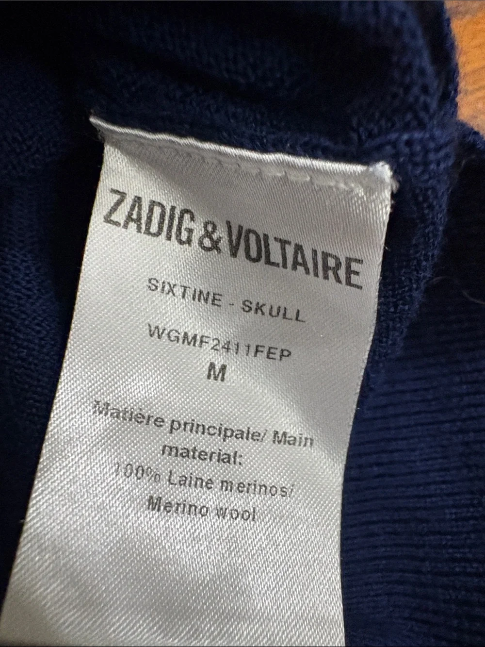 Zadig & Voltaire Navy Blue Hoodie with Rhinestone Skull women’s medium